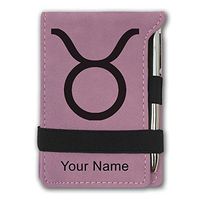 Mini Notepad, Zodiac Sign Taurus, Personalized Engraving Included (Pink)