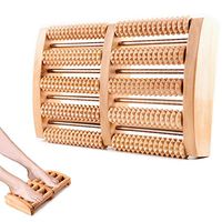 Dual Wooden Foot Massager, Dewanxin Foot Massage Roller with Stainless Steel Bars for Relax,Relieve Foot Pain Aches,Plantar Fasciitis,Stress Relief