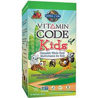 Garden of Life Vegetarian Multivitamin Supplement for Kids - Vitamin Code Kids Chewable Raw Whole Food Vitamin with Probiotics, 60 Chewable Bears