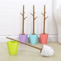 Grocery House Toilet Brush With Holder, Creative Branch Shape Handle (Purple)