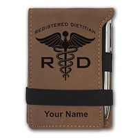 Mini Notepad, RD Registered Dietitian, Personalized Engraving Included (Dark Brown)