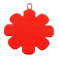 Auwer Silicone Dish Washing, Flower Shaped Silicone Dishwashing Cleaning Sponge Brush Towel Scrubber Multipurpose Tool for Kitchen Wash Pot Pan Dish Bowl/Wash Fruit and Vegetables (Red)