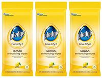 Pledge Multisurface Furniture Polish Wipes, Works on Wood, Granite, and Leather, Cleans and Protects, Lemon - Pack of 2 (48 Total Wipes) (Тhrее Pаck)