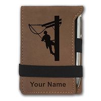 Mini Notepad, Lineman, Personalized Engraving Included (Dark Brown)
