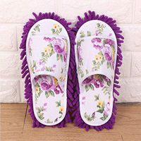 Women Dust Mop Slippers, eiaagi Microfiber House Slippers Bedroom Shoes (Purple)