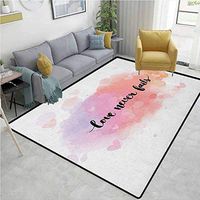 YucouHome Love Animals Area Rug Office, Dreamy Pastel Pinkish Colors Hearts Romantic Phrase About Love and Relationship, Durable Carpet Area Rug - Living Dinning Room Bedroom Rugs and Carpets(4'x 6')