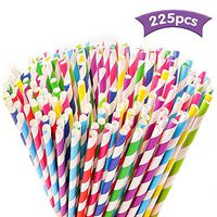 Tomnk 225pcs, Paper Straws for drinking, Multi-Color Biodegradable Paper Straws, Rainbow Straws paper, for Bridal Showers, Cake Pop Sticks, Parties Weddings