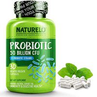 NATURELO Probiotic Supplement - 50 Billion CFU - 11 Strains - One Daily - Best for Digestive Health, Immune Support - Ultra Strength Probiotics - No Refrigeration Needed - 30 Vegan Capsules