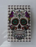 3114-124 - king size -candy skull cigarette case - flip open