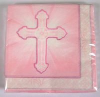 Radiant Cross Pink Beverage Napkins (16 Pack)
