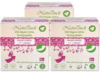 NATRATOUCH ~ COMPOSTABLE ~ Certified Organic Cotton Heavy Flow Pads (3 Pack Total 24 Pads)