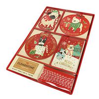 Merry Christmas Happy Holidays Festive Multi Dog Breeds 16 Christmas Holiday Gift Tags & Twine