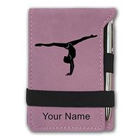 Mini Notepad, Gymnast Girl, Personalized Engraving Included (Pink)