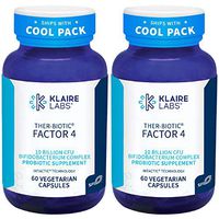 Klaire Labs Ther-Biotic Factor 4 Probiotic - 10 Billion CFU All Bifidobacterium Blend with No Lactobacillus, Hypoallergenic Probiotic for Men & Women, Dairy-Free Gut Support (60 Capsules, 2 Pack)
