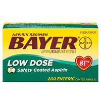 Aspirin Regimen Bayer 81mg Enteric Coated Tablets, #1 Doctor Recommended Aspirin Brand, Pain Reliever, 200 Count