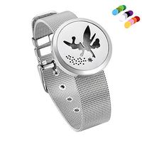 constantlife Allergy Free Stainless Steel Essential Oil Diffuser Locket Bracelet Fragrancy Jewelry Perfume Locket Adjustable Comfortable Bend +12 Felt Pad (Angel)