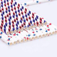 Biodegradable Paper Straws, 50pcs Star Straws/50pcs Stripe Straws for Party Supplies,Pack of 100pc