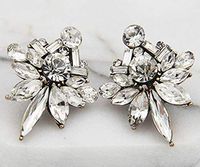 1set Womans White Crystal Rhinestone Silver Plated Long Ear Stud Hoop earrings Accessory Fine Accessories Women Stylish Design Bright Pendant Girls Prom Pretty