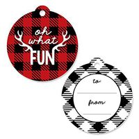 Big Dot of Happiness Prancing Plaid - Christmas and Holiday Buffalo Plaid to and from Favor Gift Tags (Set of 20)