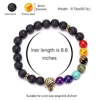 Kalapure Men Women 8mm Lava Rock 7 Chakras Aromatherapy Essential Oil Diffuser Stretch Bracelet Elastic, Women Stress Relief Anxiety Natural Stone Yoga Beads Stand Bracelet (Panther Gold)
