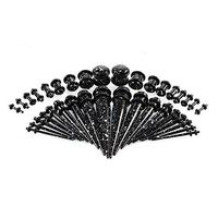 DELOVE 36PC Acrylic Ear Stretching Kit Tapers Plugs Silicone Tunnels Gauges Expander 14G-00G Ear Stretching Starter, Black
