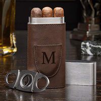Monogrammed Travel Cigar Case with Cigar Cutter (Personalized Product)