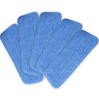 MY HOPE 5 Piece Microfiber Mop Pads Head Wet Dry Mops Refill For 15" Flat Mop Base, Blue Color