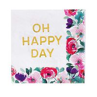 Evergreen Set of 2,Cocktail Size Napkin, 5"x5", Pack of 20, Oh Happy Day