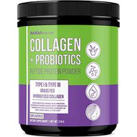 MAV Nutrition Collagen + Probiotics Peptide Protein Powder, Type 1 and Type 2 Grass-Fed Hydrolyzed Pure Hydrolyzed Collagen, Unflavored, 210g