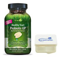 Irwin Naturals Healthy Tract Probiotic-Up Probiotic Digestive Care Supplement, 60 Liquid Soft-Gels Bundle with a Lumintrail Pill Case