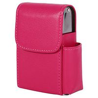 Fdit PU Leather Cigarette Box Case with Pouch Lighter Holder Cigarette Case and Dispensers (Red)