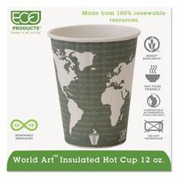 ECOPRODUCTS EPBNHC12WD World Art Insulated Compostable Hot Cups, 12oz, Dark Green, 600/Carton