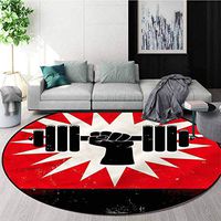 RUGSMAT Fitness Modern Vintage Rugs,Grunge Dumbbell Lift Pattern Floor Seat Pad Home Decorative Indoor Diameter-39