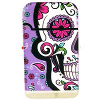 Sugar Skull Refillable Blue Flame Dual Flame Lighter - Half Skull