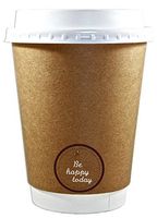50 Premium Quality 12oz Disposable Paper Coffee Cups with Lids, Insulated Double Wall-No Sleeves Needed-Leak Proof, Eco Friendly,Perfect for Hot & Cold Drinks in Office,Home,Travel,Party&more