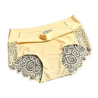 Theoylos Women's Briefs Breathable Seamless Lace Underwear Ladies Elastic Low Rise Panties Sexy Cozy Briefs Yellow