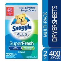 Snuggle Plus Superfresh Fabric Softener Dryer Sheets, Original, 400 Count