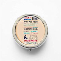 RhyNSky Trust In The Lord With All Your Heart Mini Portable Pocket Purse Pill Box Case Pillbox, 3 Compartments, Silvery, 440