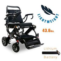 Elite Foldable Electric Power Wheelchair, Supports up to 265lb, Weighs only 50lb, 12 Mile-Range with 2 Batteries, Fits Any car Trunk, Safe for Air Travel, Cover Bag Included, Model N5513A (Dark Gray)