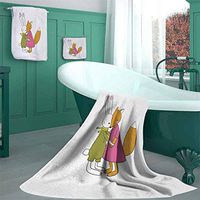 Animal Hand Towel, Personalized Gift, Set of 3, Fox and Hare Friendly Forest Wildlife Characters Hugging Each Other, Lightweight, Quick Dry Towel, for Beach, Travel, Swim, Camping /3 Piece Set - L