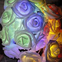 Christmas Decoration,3AA Battery Simulation Rose Light Strings for Wedding Holiday Party, 1.5 Meters 10 Lights W/Battery Box,Color Light