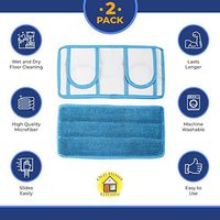 Set of 2 Resusable Microfiber Mop Pads