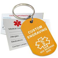 My Identity Doctor - Custom Engraved Medical Alert Keychain, Orange Aluminum, 2 x 1.12 Inches