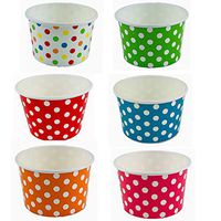 Worlds Paper Ice Cream Cups Polka Dot Paper Yogurt Cups 4oz Mix 50 pack