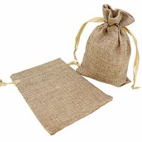 Stylish Mix Color Linen Pouches with Ribbon Drawstring for Gift Packaging, 2 Sizes Available Pack of 10 (4"x6", Brown)