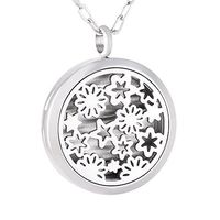 constantlife Spring Flower&Night Star Polished Stainless Steel Perfume Lockets Aroma Difusser Pendant Necklace for Girl/Women
