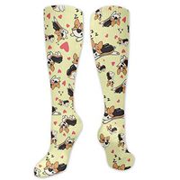 RobotDayUpUP Corgi Yellow Womens Long Socks,Lovely Girls Skirt Stockings Thigh Socks for Running Soccer Sports Dance Yoga Cheerleader Hiking Outdoor
