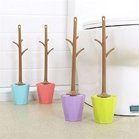 Grocery House Toilet Brush With Holder, Creative Branch Shape Handle (Blue)