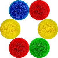 DecorRack 6 Mesh Scourers, Premium Non-Scratch Plastic Scourers, Stain Removing Cleaning Scrubber, for Kitchen Garage Bathroom (Pack of 6)