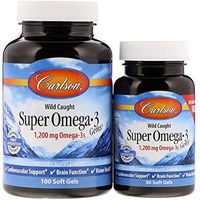 Carlson - Super Omega-3 Gems, 1200 mg Omega-3 Fatty Acids with EPA and DHA, Wild-Caught Norwegian Fish Oil Supplement, Sustainably Sourced Fish Oil Capsules, Omega 3 Supplements, 100+30 Softgels